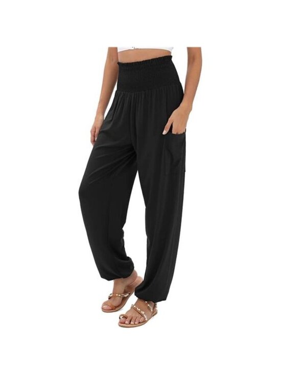 Dresses & Skirts - Women's Harem Pants, High Waist Trouser with Pockets, Black